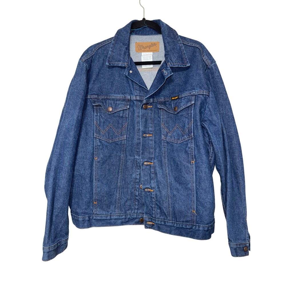 Wrangler Authentic Western‎ Denim Jacket Men Blue Jean Classic Fit Size L